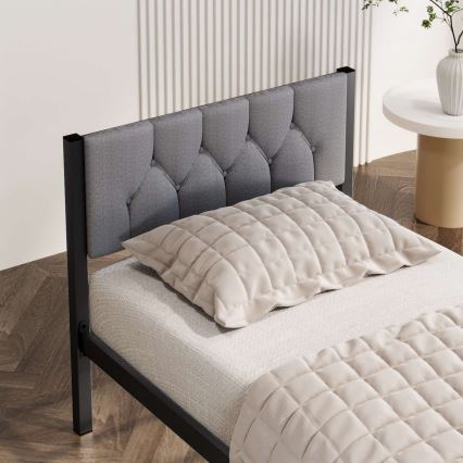Letto singolo in metallo KAROM 90x200 cm, grigio, portata massima 120 kg