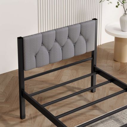 Letto singolo in metallo KAROM 90x200 cm, grigio, portata massima 120 kg