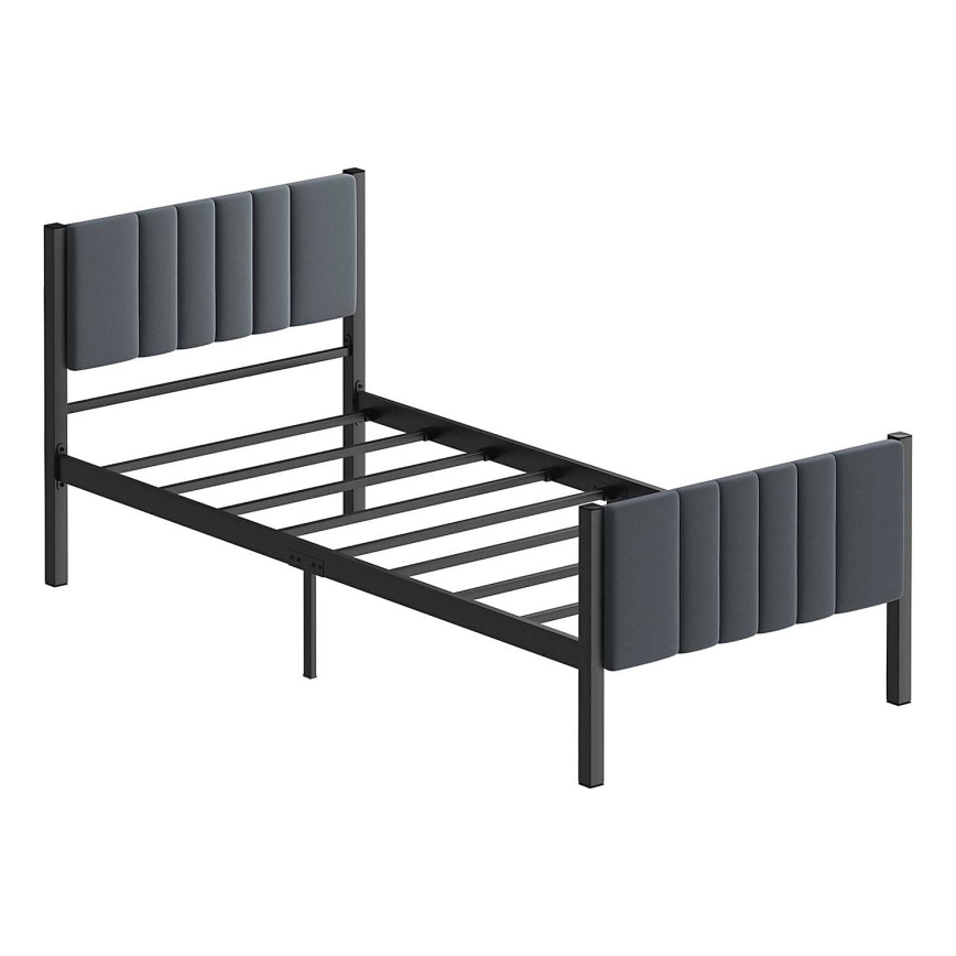 Letto singolo in metallo LUNOR 90x200 cm, antracite, portata massima 120 kg