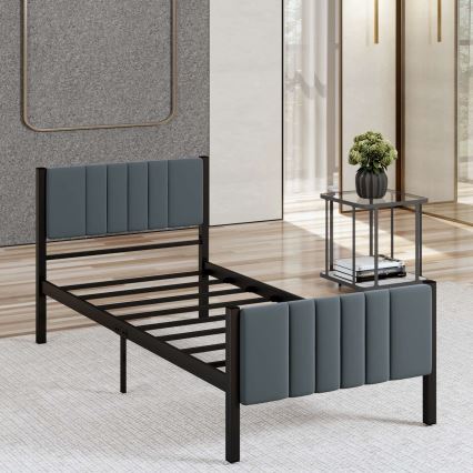 Letto singolo in metallo LUNOR 90x200 cm, antracite, portata massima 120 kg