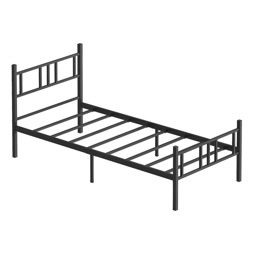 Letto singolo in metallo PIRON 90x200 cm, nero, portata 120 kg
