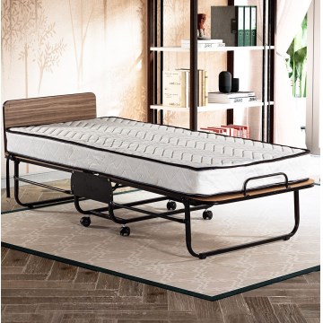 Letto singolo pieghevole in metallo con materasso HERON 80x190 cm, bianco, portata 120 kg