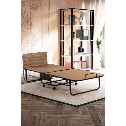 Letto singolo pieghevole in metallo con materasso HERON 80x190 cm, bianco, portata 120 kg