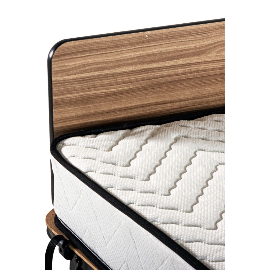 Letto singolo pieghevole in metallo con materasso HERON 80x190 cm, bianco, portata 120 kg