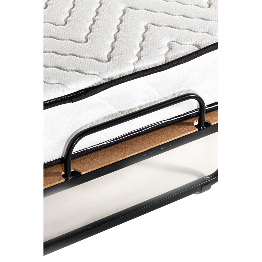 Letto singolo pieghevole in metallo con materasso HERON 80x190 cm, bianco, portata 120 kg