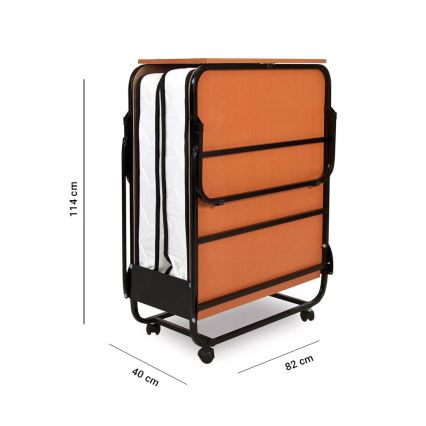 Letto singolo pieghevole in metallo con materasso HERON 80x190 cm, bianco, portata 120 kg