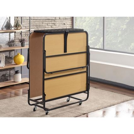 Letto singolo pieghevole in metallo con materasso HERON 90x204 cm bianco