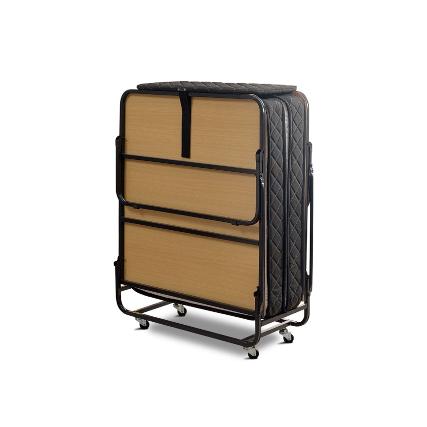 Letto singolo pieghevole in metallo con materasso HERON 90x204 cm bianco