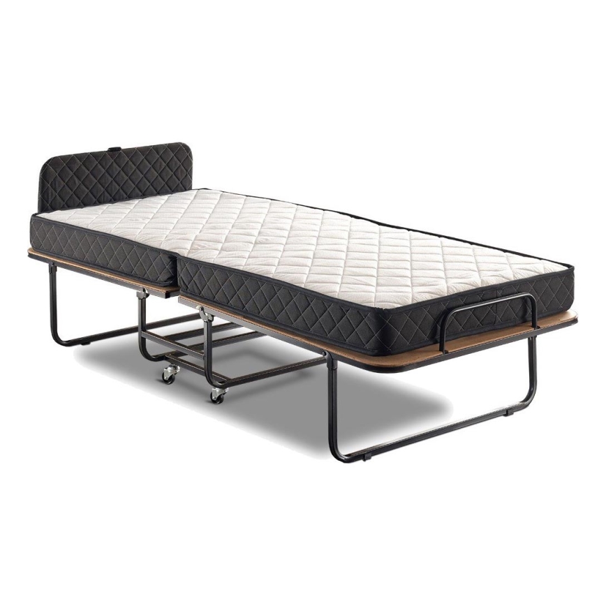 Letto singolo pieghevole in metallo HERON, 90x204 cm, bianco, portata 120 kg