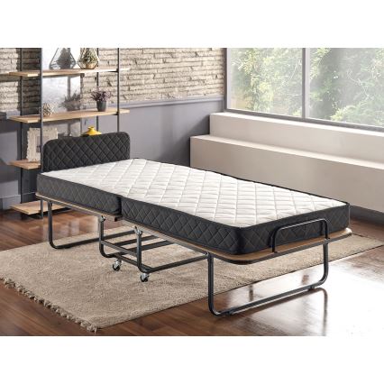 Letto singolo pieghevole in metallo HERON, 90x204 cm, bianco, portata 120 kg