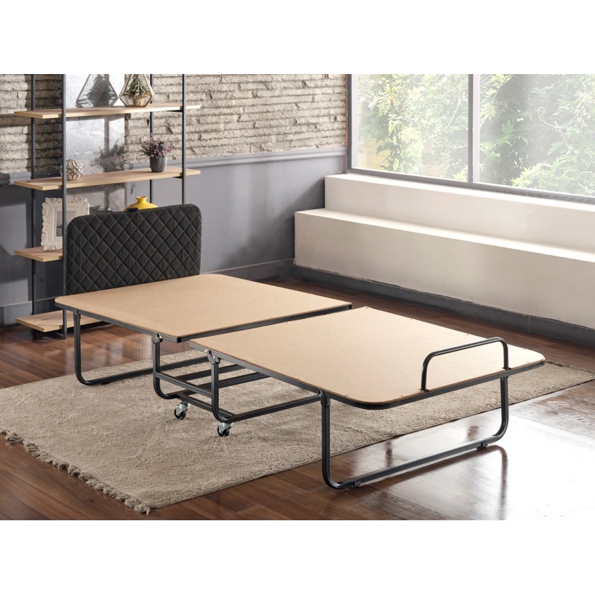 Letto singolo pieghevole in metallo HERON, 90x204 cm, bianco, portata 120 kg