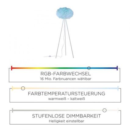 Leuchten Direkt 11212-16 - LED RGBW Lampada da terra con dimmer NAOMI LED/10W/230V 2700-5000K Wi-Fi TUYA + telecomando