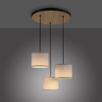 Leuchten Direkt 11236-79 - Lampadario a sospensione con filo BARK 3xE27/40W/230V legno