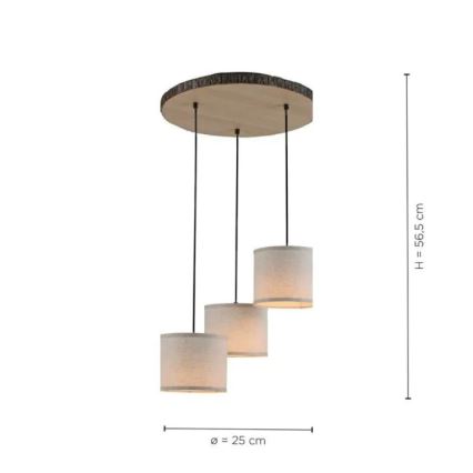 Leuchten Direkt 11236-79 - Lampadario a sospensione con filo BARK 3xE27/40W/230V legno