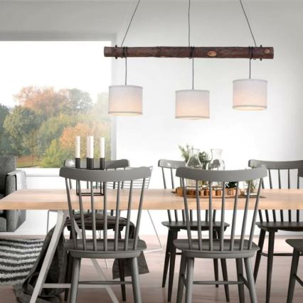 Leuchten Direkt 11238-79 - Lampadario a sospensione con filo BARK 3xE27/40W/230V legno