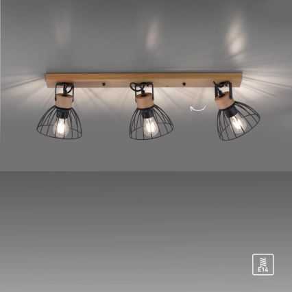 Leuchten Direkt 11418-18 - Faretto LAMI 3xE27/25W/230V acacia/metallo