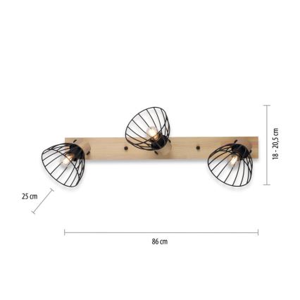 Leuchten Direkt 11418-18 - Faretto LAMI 3xE27/25W/230V acacia/metallo