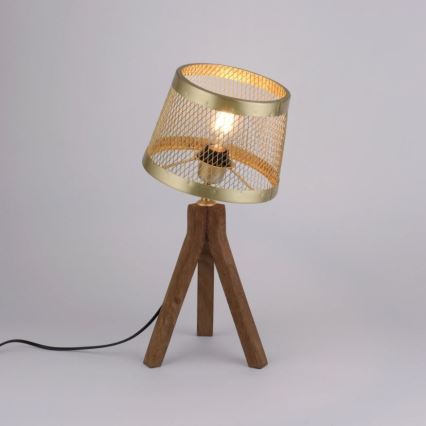 Leuchten Direkt 11423-60 - Lampada da tavolo FREDERIK 1xE27/60W/230V mango