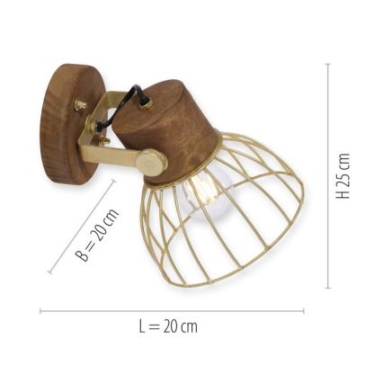 Leuchten Direkt 11486-60 - Faretto da parete ALAMI 1xE27/25W/230V mango