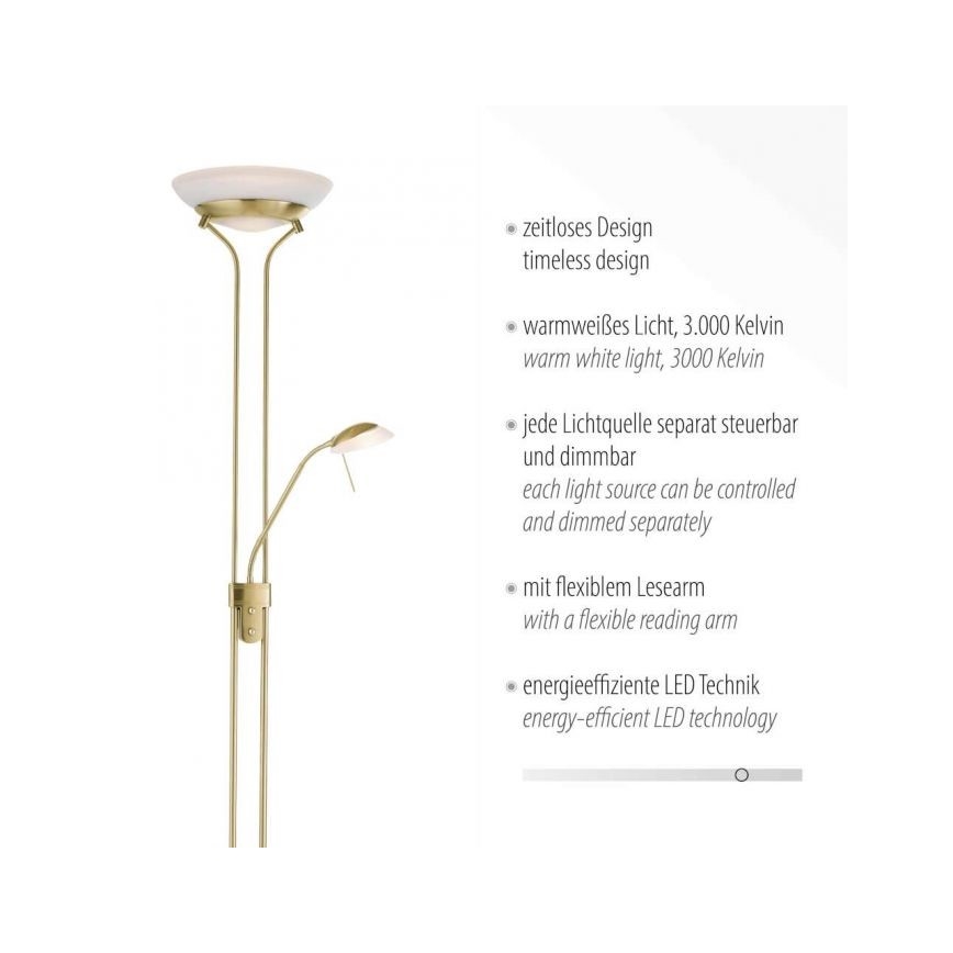 Leuchten Direkt 11730-60 - Lampada LED da terra dimmerabile ZAHARA LED/16W/230V + LED/5W