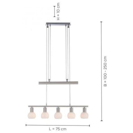 Leuchten Direkt 11939-55 - Lampadario su filo BENEDIKT 5xE14/40W/230V