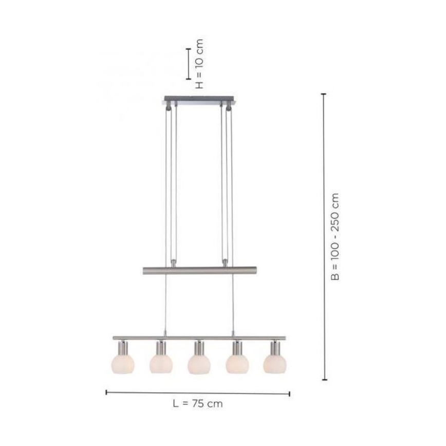 Leuchten Direkt 11939-55 - Lampadario su filo BENEDIKT 5xE14/40W/230V