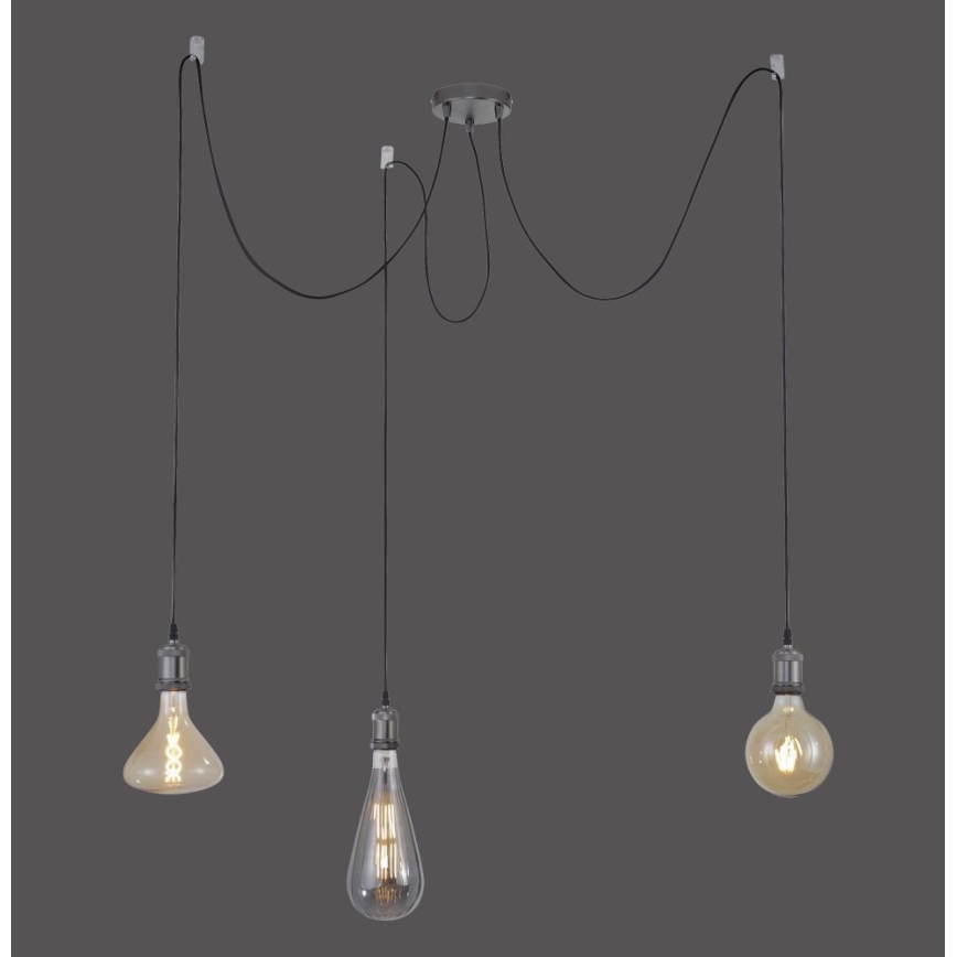 Leuchten Direkt 13571-18 - Lampadario a sospensione con filo DIY 3xE27/60W/230V ragno nero