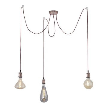 Leuchten Direkt 13571-20 - Lampadario a sospensione con filo DIY 3xE27/60W/230V ragno rame