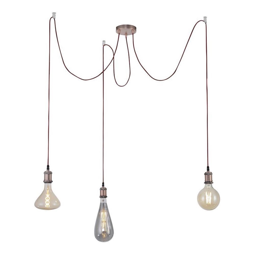 Leuchten Direkt 13571-20 - Lampadario a sospensione con filo DIY 3xE27/60W/230V ragno rame
