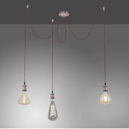 Leuchten Direkt 13571-20 - Lampadario a sospensione con filo DIY 3xE27/60W/230V ragno rame