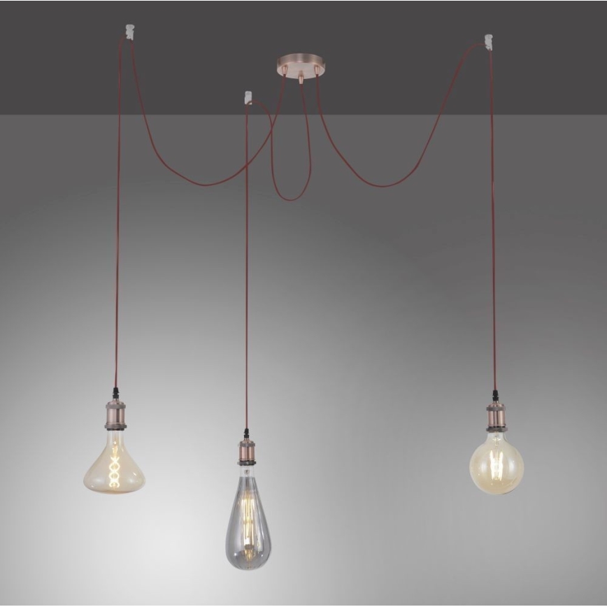 Leuchten Direkt 13571-20 - Lampadario a sospensione con filo DIY 3xE27/60W/230V ragno rame