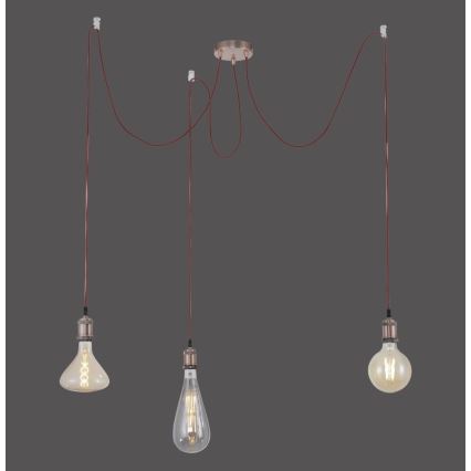 Leuchten Direkt 13571-20 - Lampadario a sospensione con filo DIY 3xE27/60W/230V ragno rame