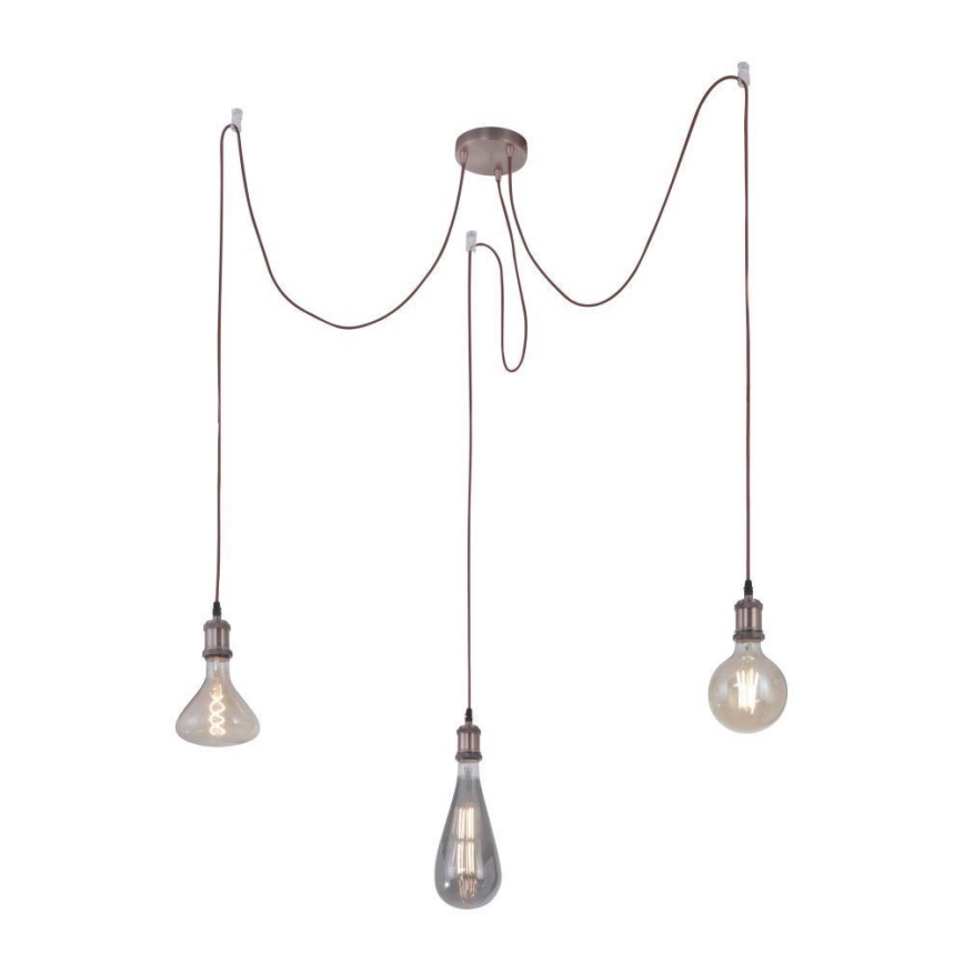 Leuchten Direkt 13571-20 - Lampadario a sospensione con filo DIY 3xE27/60W/230V ragno rame
