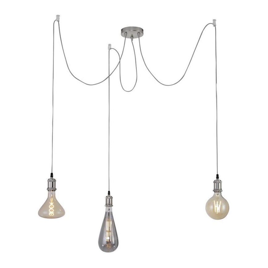 Leuchten Direkt 13571-55 - Lampadario a sospensione con filo DIY 3xE27/60W/230V ragno cromo opaco
