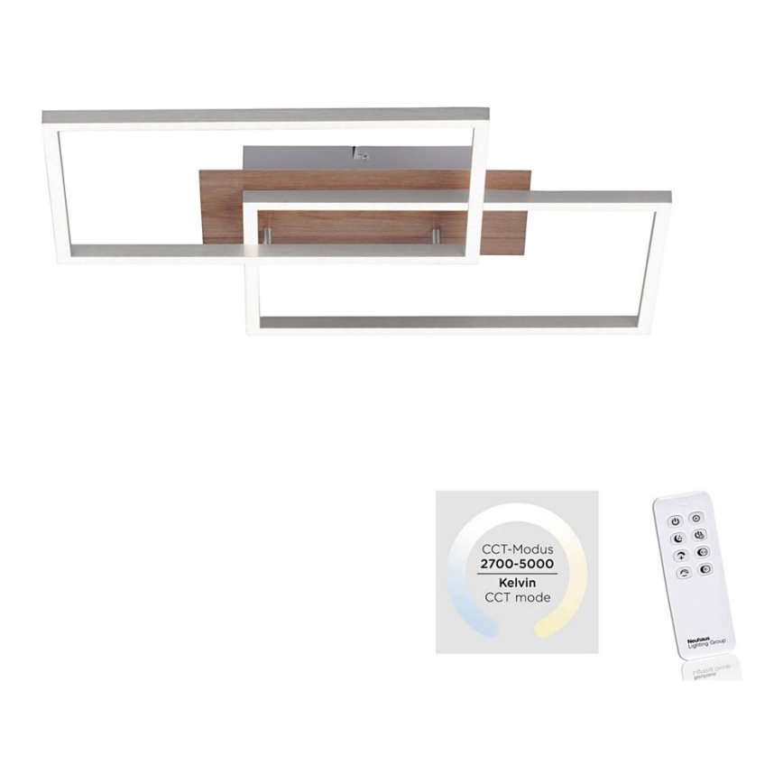 Leuchten Direkt 14018-78 - Plafoniera LED dimmerabile IVEN 2xLED/15W/230V quercia + telecomando