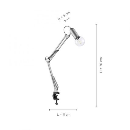 Leuchten Direkt 14773-55 - Lampada da tavolo con morsetto TURN ME 1xE27/60W/230V cromo opaco