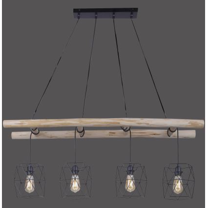 Leuchten Direkt 15036-18 - Lampadario a sospensione con filo EDGAR 4xE27/60W/230V eucalipto