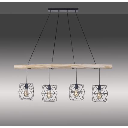 Leuchten Direkt 15036-18 - Lampadario a sospensione con filo EDGAR 4xE27/60W/230V eucalipto