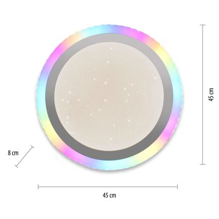 Leuchten Direkt 15411-21- LED RGB Plafoniera dimmerabile CYBA LED/26W/230V