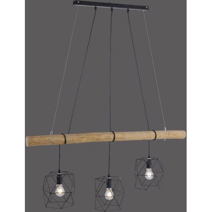 Leuchten Direkt 15503-18 - Lampadario a sospensione con filo EDGAR 3xE27/60W/230V eucalipto