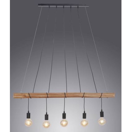 Leuchten Direkt 15515-18 - Lampadario a sospensione con filo DAMIAN 5xE27/60W/230V eucalipto