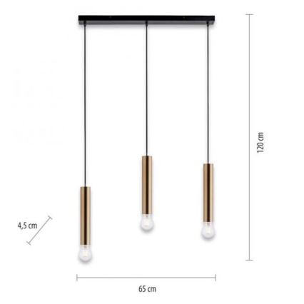 Leuchten Direkt 15618-60 - Lampadario a sospensione con filo BRUNA 3xE27/60W/230V ottone