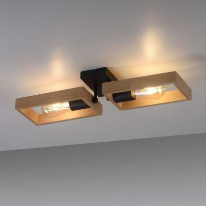 Leuchten Direkt 15657-18 - Lampadario a plafone FRANKY 2xE27/60W/230V acacia