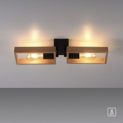 Leuchten Direkt 15657-18 - Lampadario a plafone FRANKY 2xE27/60W/230V acacia