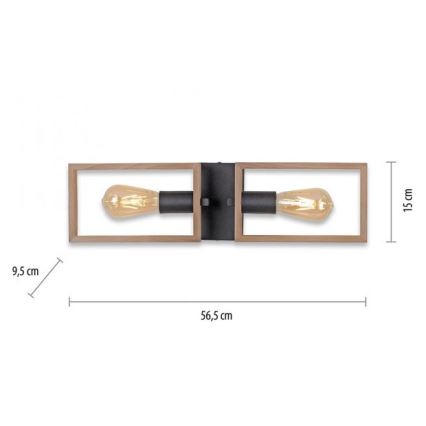 Leuchten Direkt 15657-18 - Lampadario a plafone FRANKY 2xE27/60W/230V acacia