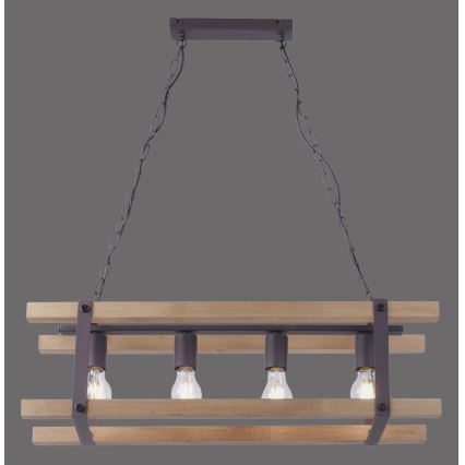 Leuchten Direkt 15684-79 - Lampadario a sospensione con catena EDITH 4xE27/60W/230V pino