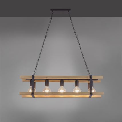 Leuchten Direkt 15685-79 - Lampadario a sospensione con catena EDITH 5xE27/60W/230V pino