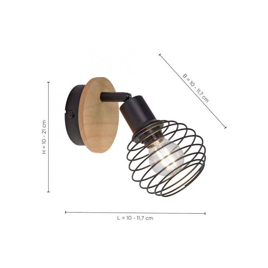 Leuchten Direkt 15921-79 - Faretto da parete EUGEN 1xE14/40W/230V quercia