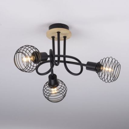 Leuchten Direkt 15923-79 - Lampadario a plafone EUGEN 3xE14/40W/230V quercia