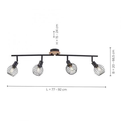 Leuchten Direkt 15924-79 - Faretto EUGEN 4xE14/40W/230V quercia